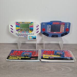 Tiger 1995 Wheel Of Fortune & Jeopardy Handheld Games Cartridges Bundle Works